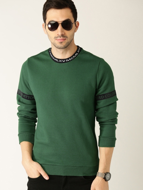 

United Colors of Benetton Men Green Solid Sweatshirt