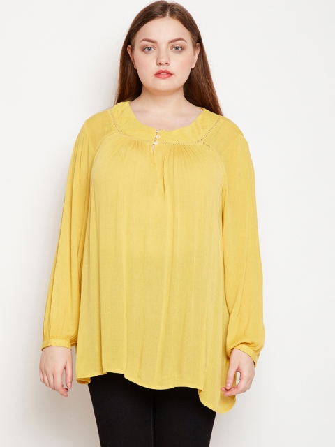 

Oxolloxo Women Yellow Solid High-Low Longline Top