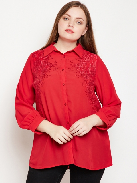

Oxolloxo Women Red Regular Fit Solid Casual Shirt