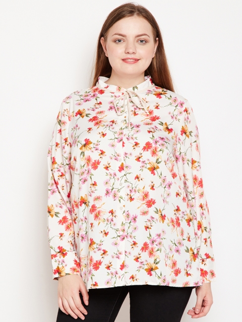 

Oxolloxo Women Off-White Regular Fit Printed Casual Shirt