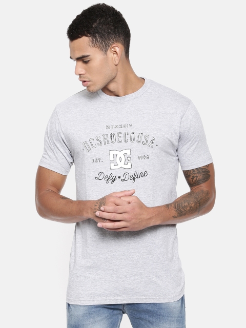 

DC Men Grey Melange Printed Round Neck T-shirt
