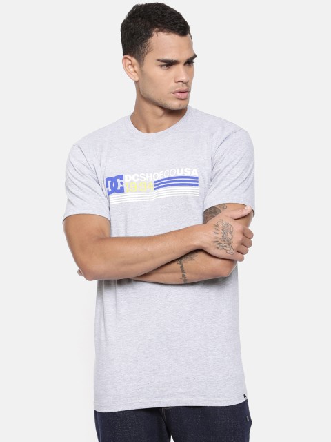 

DC Men Grey Printed Round Neck T-shirt, Grey melange
