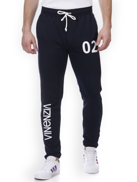 

VINENZIA Men Navy Blue Printed Slim Fit Trackpants