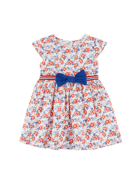 

Chirpie Pie by Pantaloons Girls White & Orange Printed Fit and Flare Dress