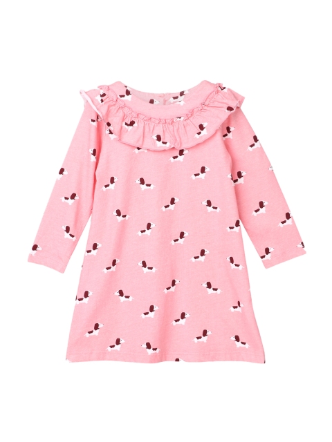 

Beebay Girls Peach-Coloured Printed A-Line Dress