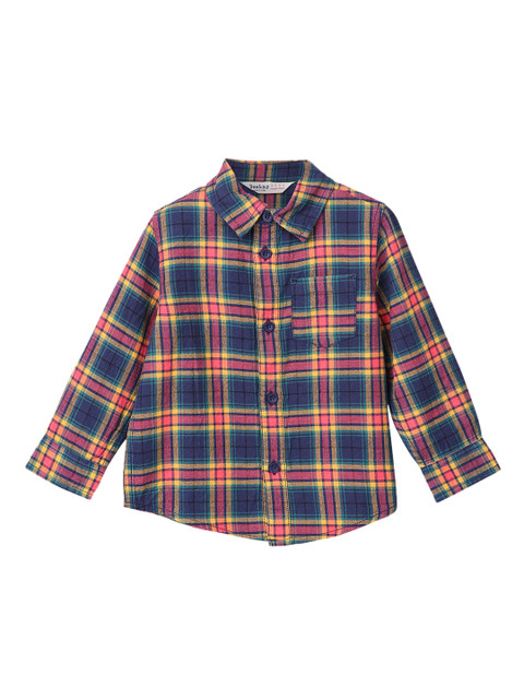 

Beebay Boys Navy Blue Regular Fit Checked Casual Shirt