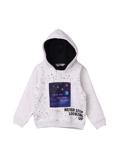 

Beebay Boys Grey Printed Hooded Sweatshirt