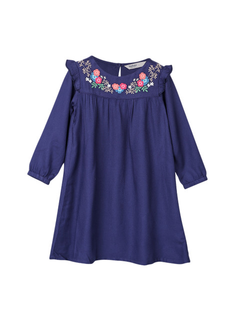 

Beebay Girls Navy Blue Solid A-Line Dress