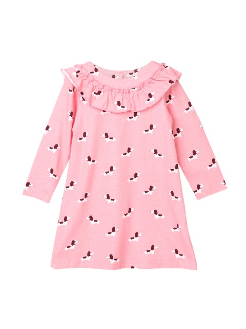 

Beebay Girls Peach-Coloured Printed A-Line Dress