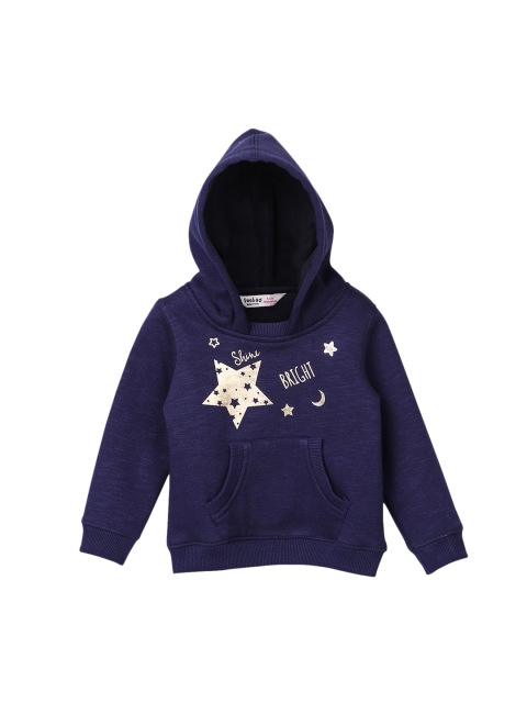 

Beebay Girls Navy Blue Printed Hooded Sweatshirt