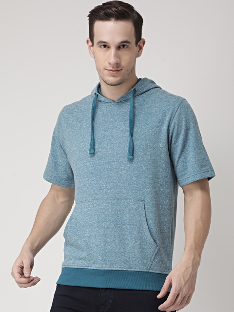 

Club York Men Teal Blue Solid Hooded Sweatshirt