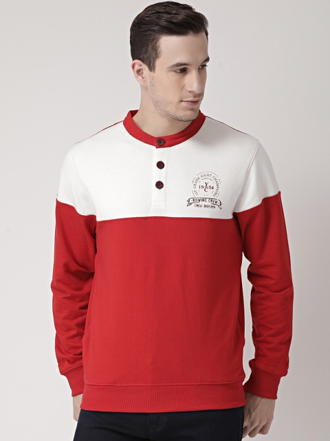 

Club York Men Red & White Colourblocked Sweatshirt