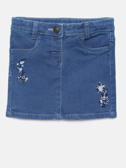 

Juniors by Lifestyle Girls Blue Solid Denim Straight Skirt