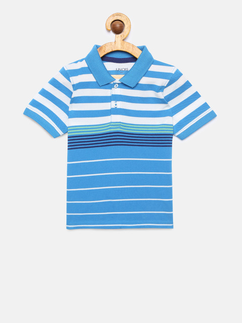 

Juniors by Lifestyle Boys Blue Striped Polo Collar T-shirt