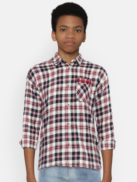 

Fame Forever by Lifestyle Girls Navy Blue & White Regular Fit Checked Casual Shirt