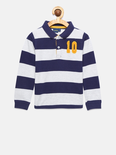 

Juniors by Lifestyle Boys Blue & White Striped Polo Collar T-shirt