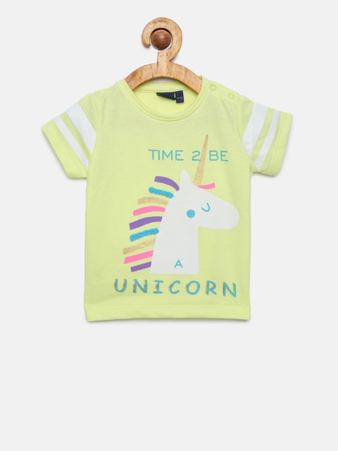 

Juniors by Lifestyle Girls Yellow Printed Round Neck T-shirt