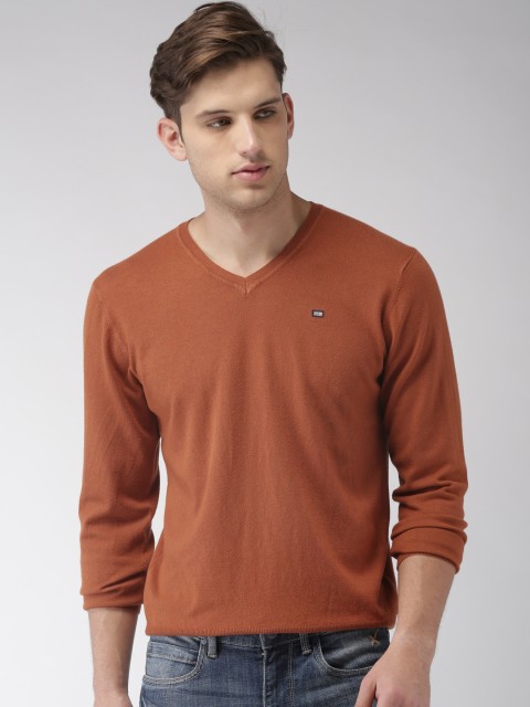 

Arrow Sport Men Rust Orange Solid Pullover Sweater