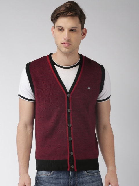 

Arrow Sport Men Red Self-Design Sweater Vest