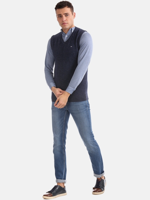 

Arrow Sport Men Navy Blue Solid Sweater Vest