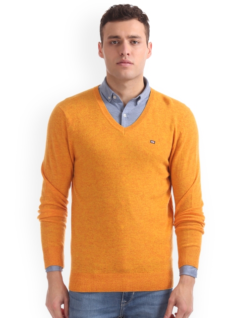 

Arrow Sport Men Yellow Solid Sweater