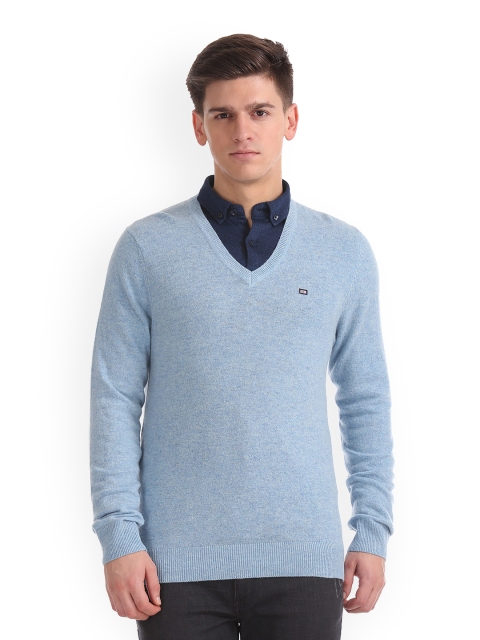 

Arrow Sport Men Blue Striped Sweater