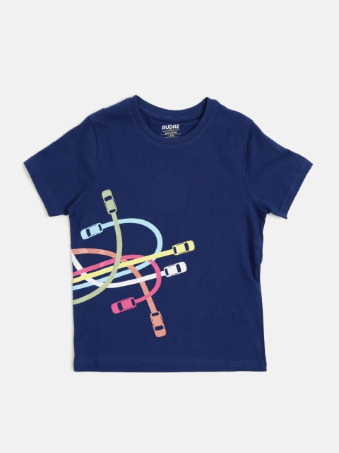 

AUDAZ Boys Blue Printed Round Neck T-shirt