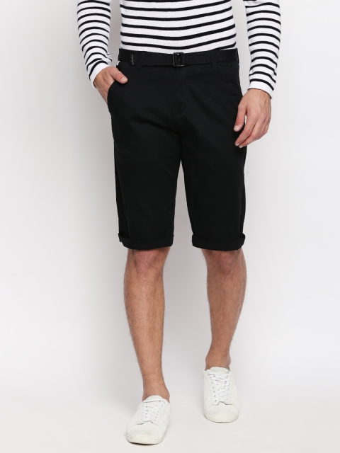 

beevee Men Black Solid Regular Fit Regular Shorts