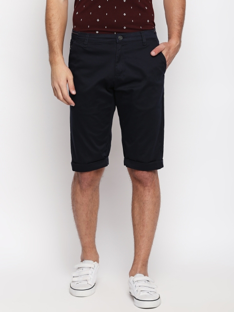 

beevee Men Navy Blue Solid Regular Fit Regular Shorts