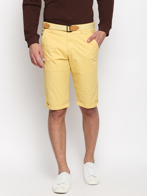 

beevee Men Yellow Solid Regular Fit Chino Shorts