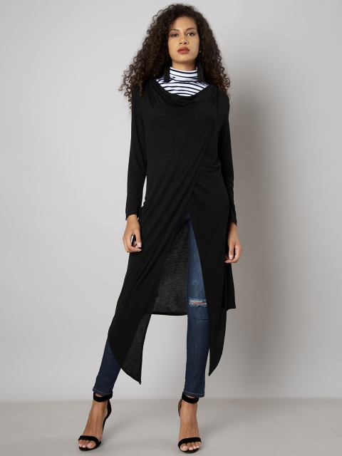 

FabAlley Black Solid Drape Shrug