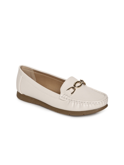 

Addons Women Cream-Coloured Solid Loafers