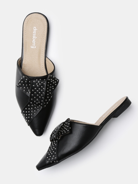 

DressBerry Women Black Embellished Mules