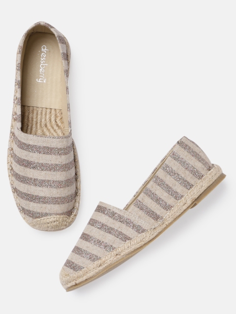 

DressBerry Women Beige & Gold Shimmery Espadrilles