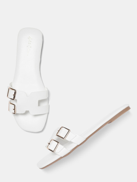 

Mast & Harbour Women White Solid Open Toe Flats