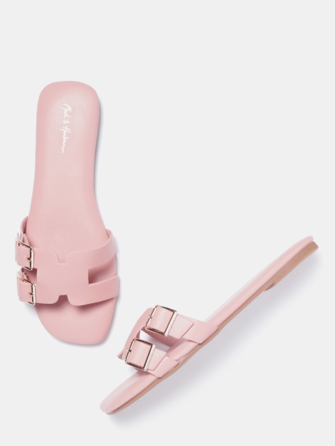 

Mast & Harbour Women Pink Solid Open Toe Flats