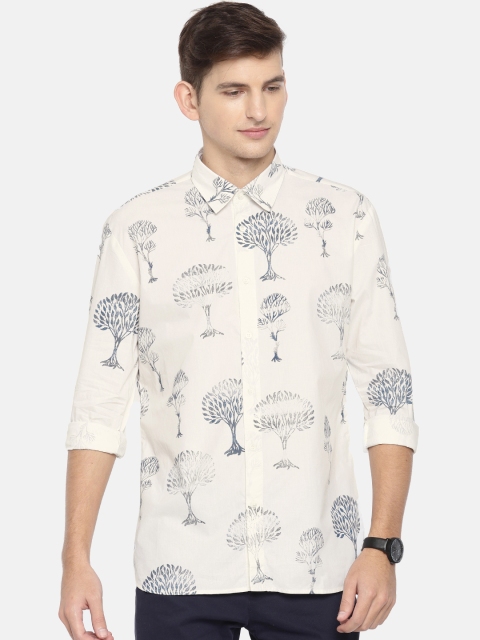 

Rohit Bal Limited Men Off-White & Blue Regular Fit Printed Casual Shirt