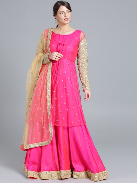 

Bollywood Vogue Coral Pink Sequinned & Layered Made to Measure Kurta Set