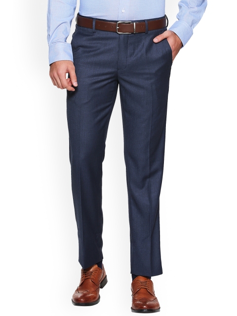 

Van Heusen Men Blue Solid Slim Fit Formal Trousers