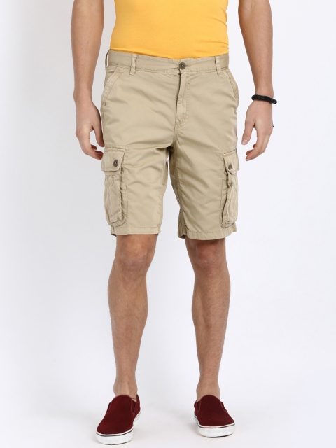 

t-base Beige Men Solid Regular Fit Cargo Shorts