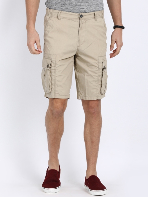 

t-base Men Beige Solid Regular Fit Cargo Shorts