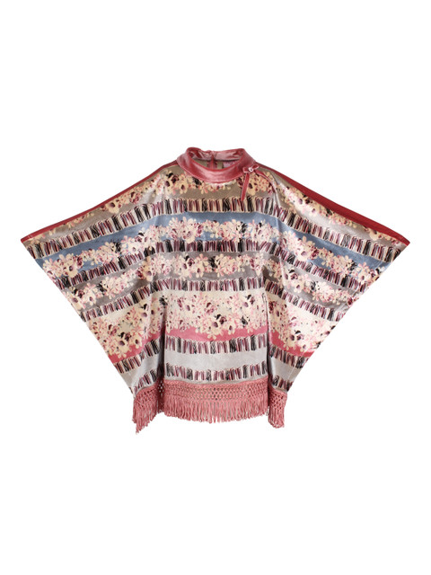 

CUTECUMBER Girls Peach-Coloured & Blue Printed Poncho Top