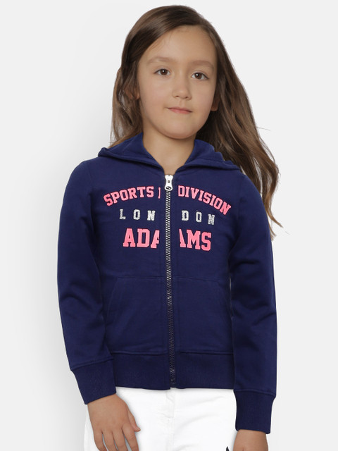

Adams kids Girls Blue Printed Hooded Sweatshirt
