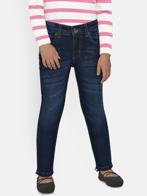 

Adams kids Girls Blue Slim Fit Mid-Rise Clean Look Jeans