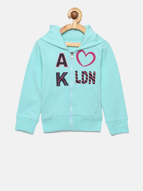

Adams kids Girls Turquoise Blue Printed Hooded Sweatshirt