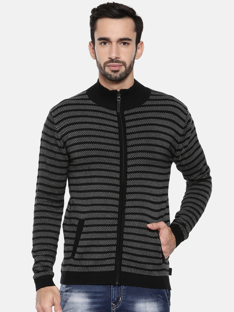 

Pepe Jeans Men Black & Grey Striped Cardigan