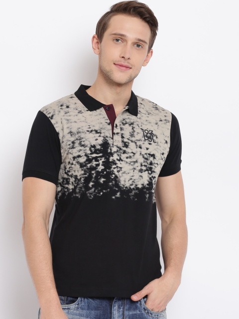 

Pepe Jeans Men Black & Beige Dyed Polo Collar T-shirt