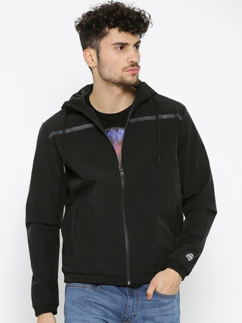 

Pepe Jeans Men Black Solid Hooded Bomber Jacket