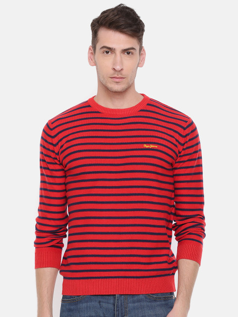 

Pepe Jeans Men Red Striped Pullover