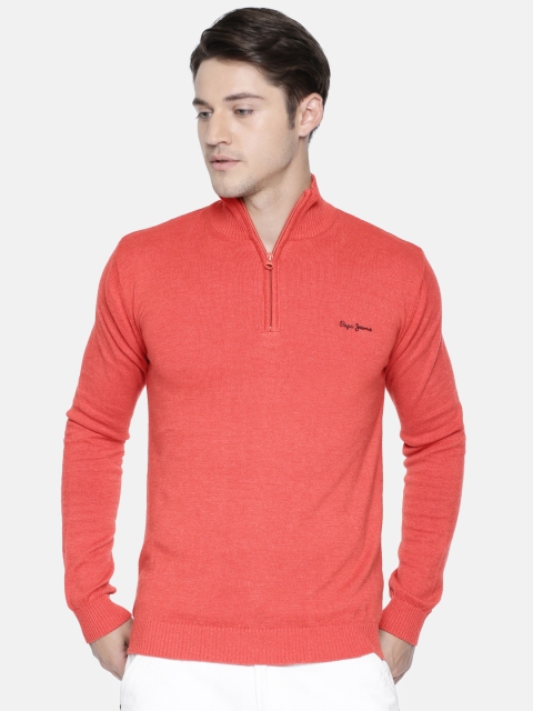 

Pepe Jeans Men Coral Red Solid Pullover